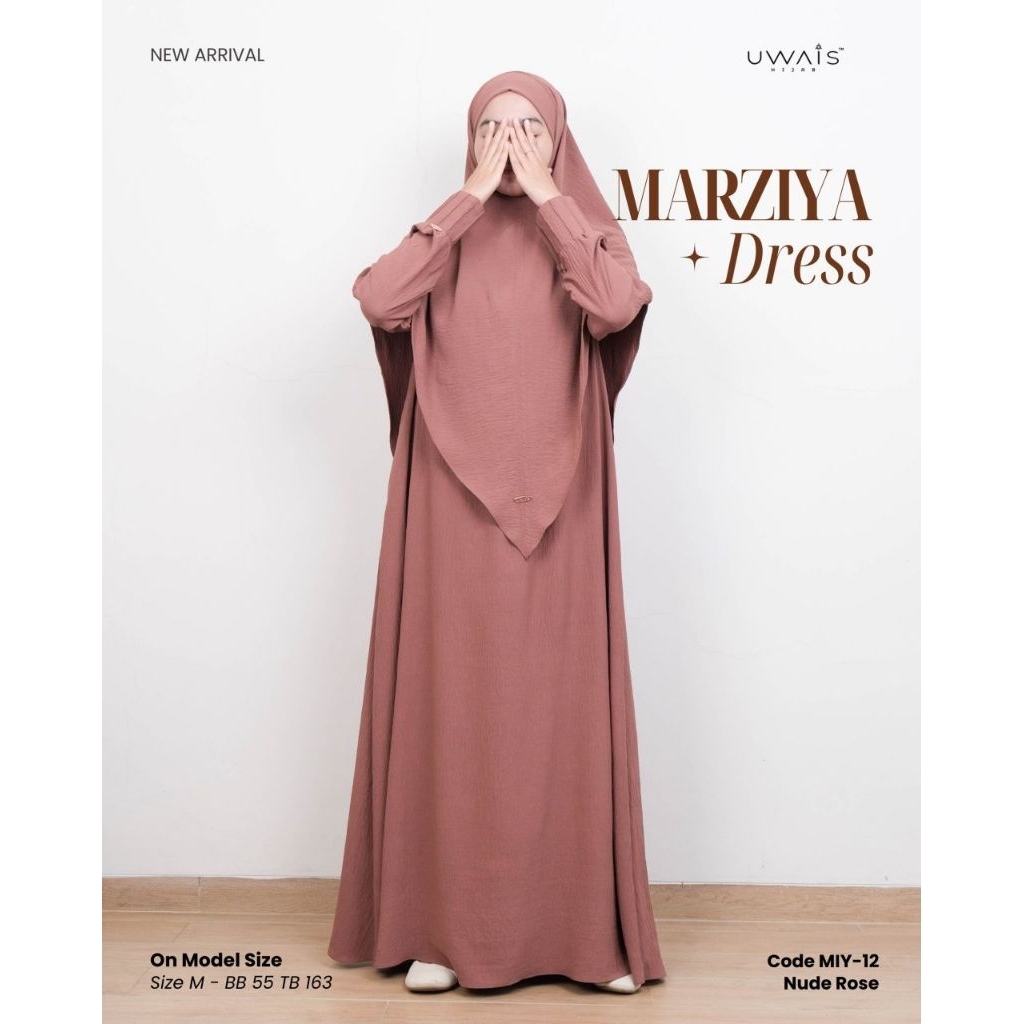 Marziya Dress by Uwais Hijab Gamis Model Rok Polos Airflow Crinkle Kasual Tidak Menerawang Jumbo Sya