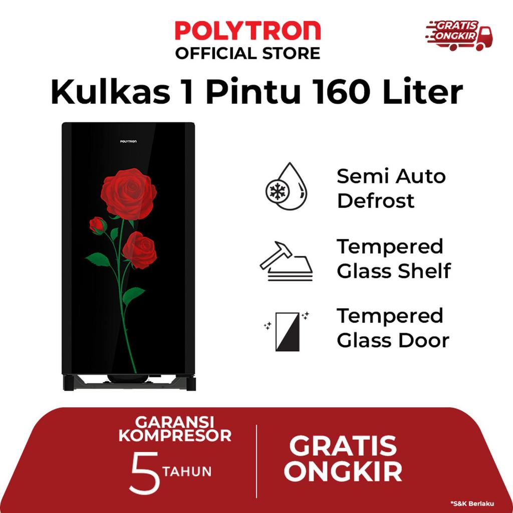 POLYTRON Kulkas 1 Pintu Belleza Varia 160 liter PRA 16CRX - hitam