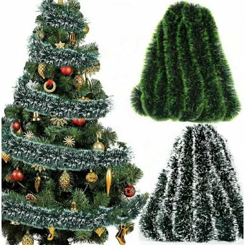 Slinger Natal Type A Tebal Slinger Hijau Salju / Hijau Daun Tebel / Slinger Pohon Natal / Dekorasi N