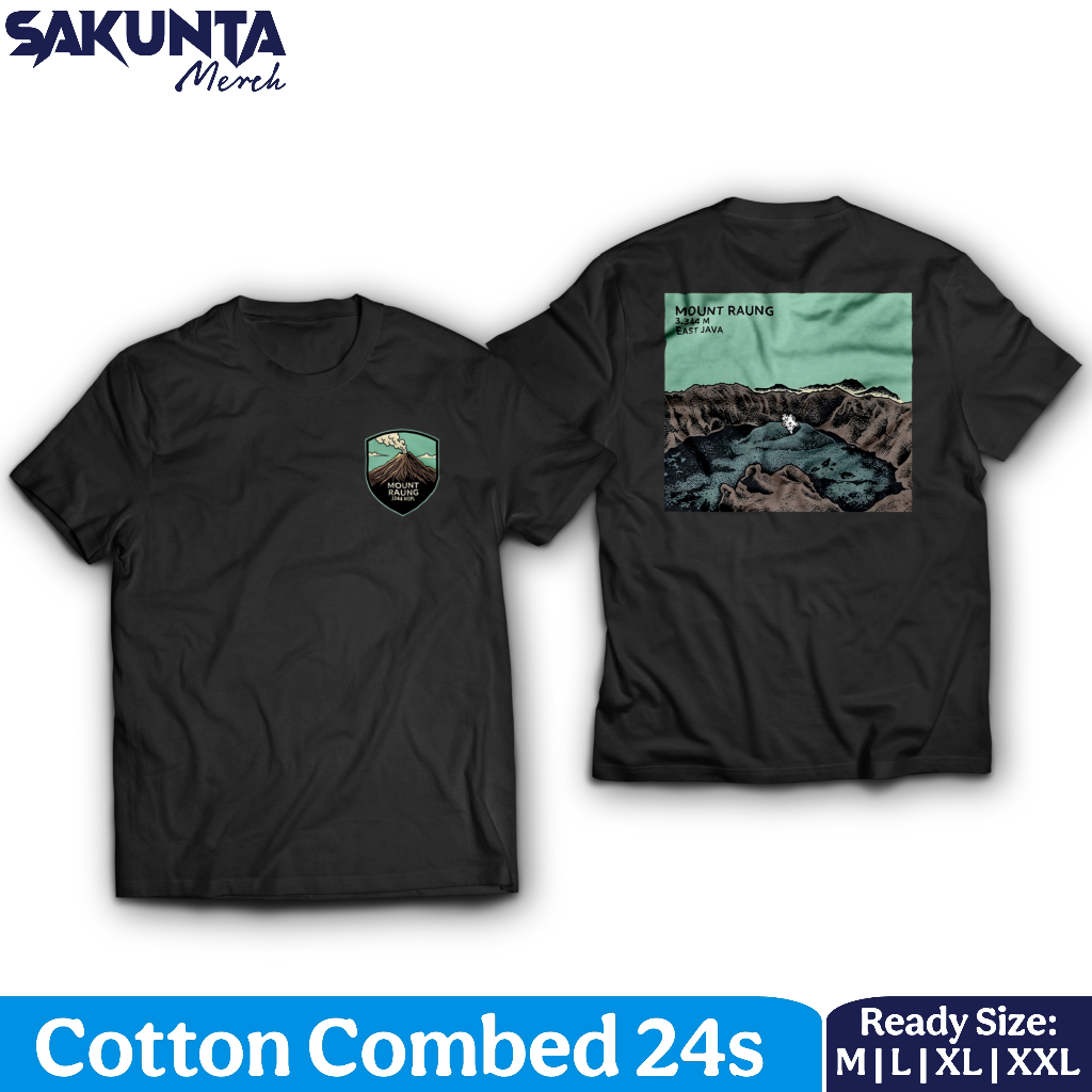 sakunta merch kaos baju gunung raung cotton combed unisex pria dan wanita pendaki gunung indonesia 2