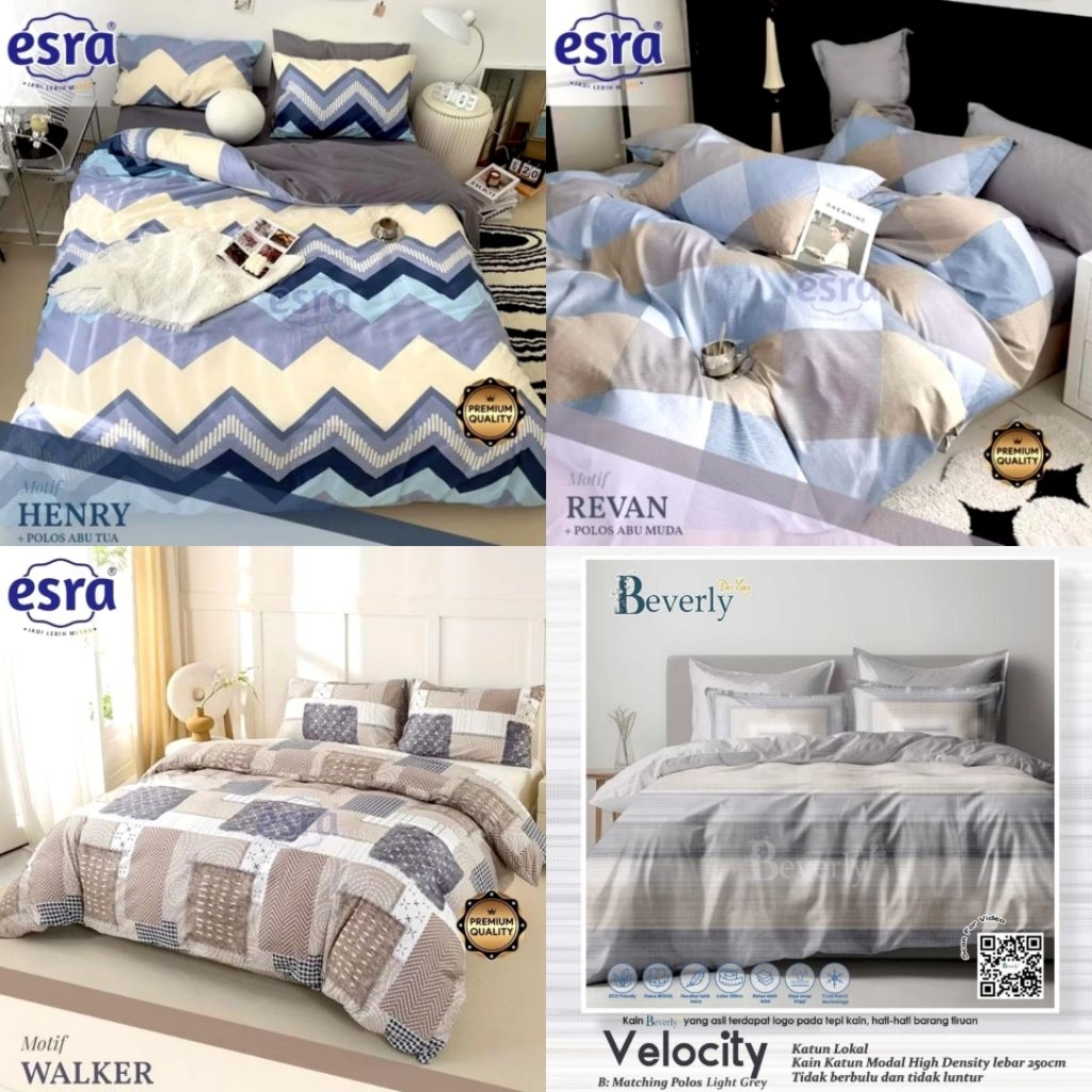 BEDCOVER + SPREI KATUN LOKAL ESRA MOTIF ABSTRAK