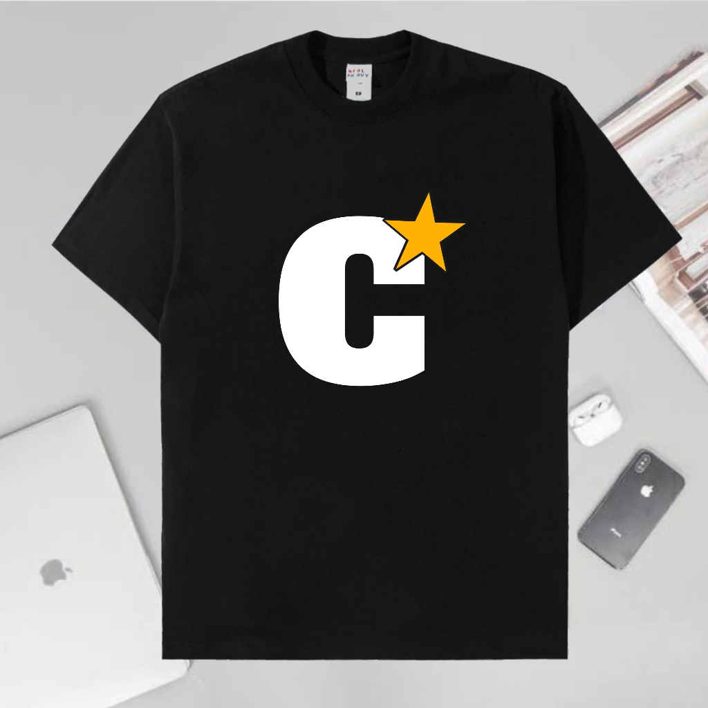 LOGO Inisial Nama Huruf C Star Gold Baju Kao Distro Premium Uniex Combed30s