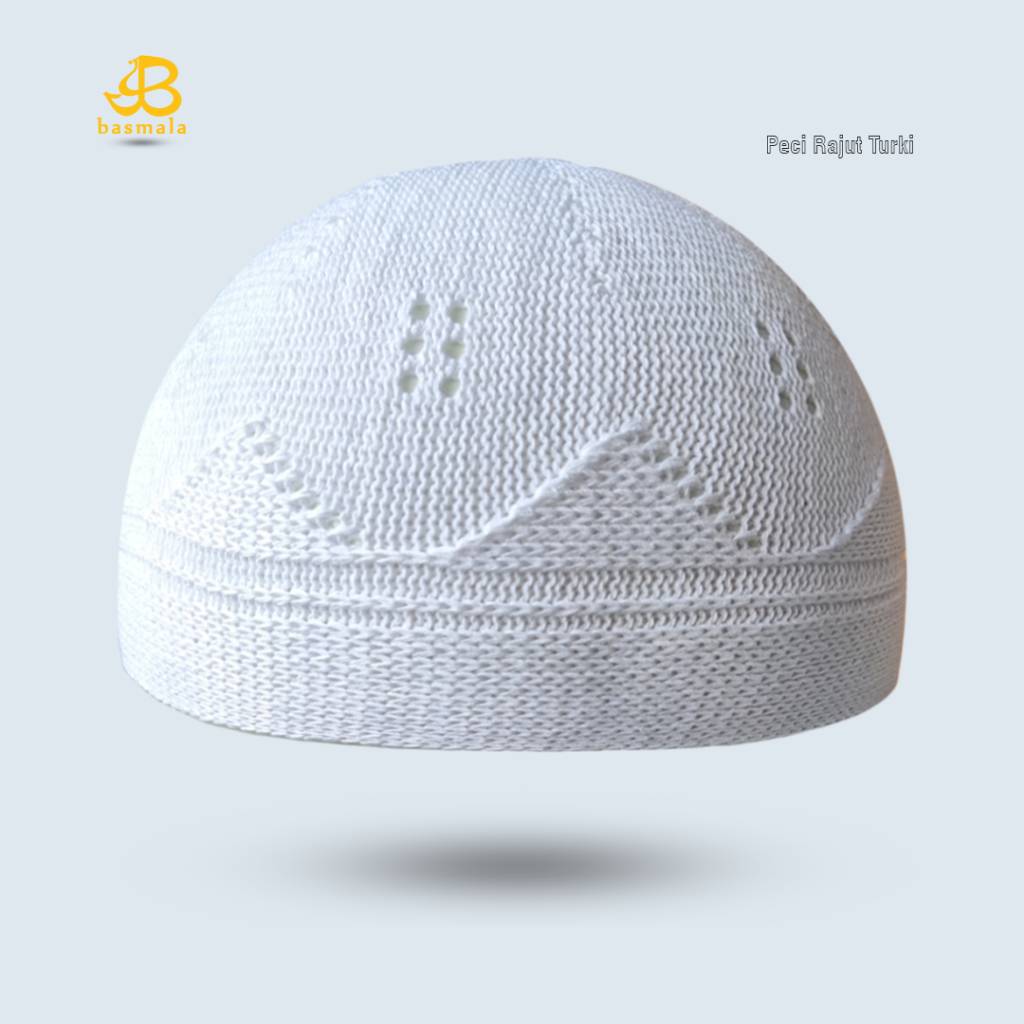 Basmala Peci Rajut Tangan Motif Turki Aneka Warna Peci Rajut Turki Kopiah Rajut Putih Dewasa