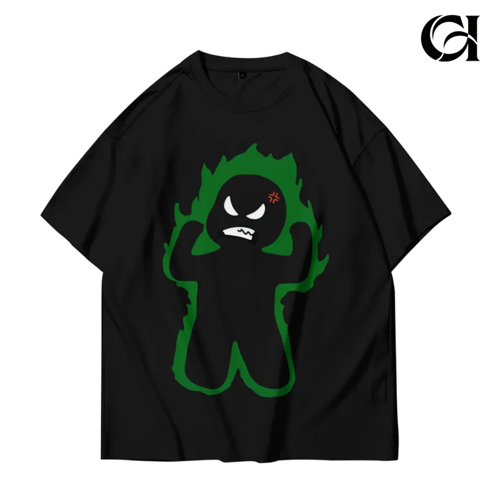 Canvas & Ink Kaos Oversize Pembawa Amukan Api Hijau | Street Style | Kaos Oversize Pria dan Wanita |