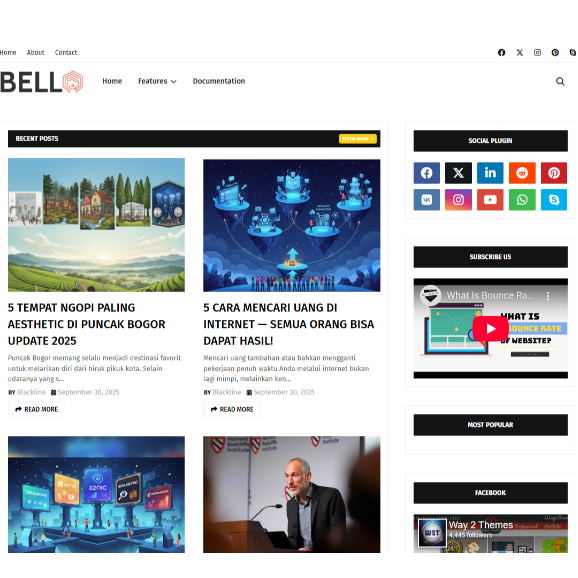 Tema Blogger Blogspot Profesional BELLA | Desain Elegan | Support Adsense