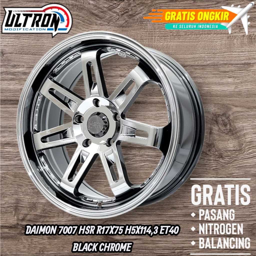 VELG RACING BLACK CHROME R17 HSR DAIMON PELEK RING 17 MOBIL TERIOS RUSH INNOVA BRV XPANDER