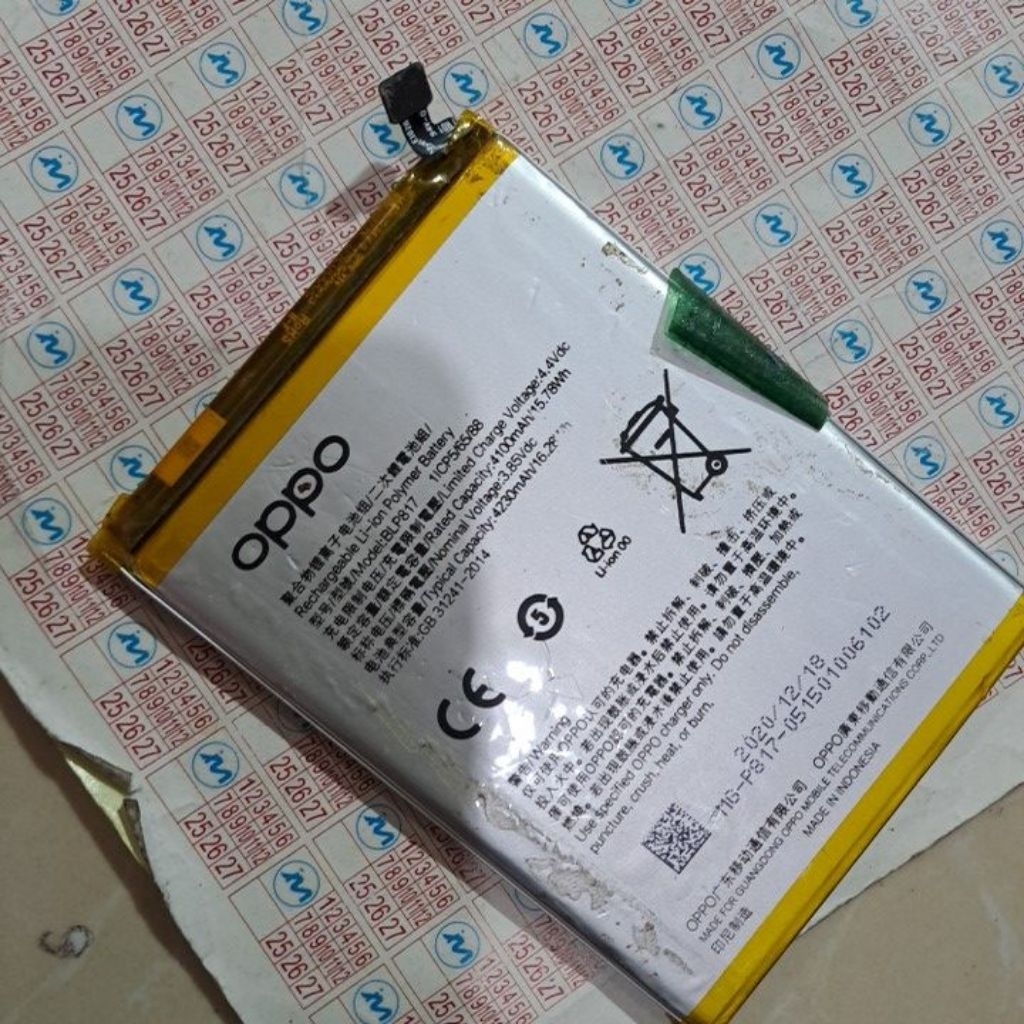 batre oppo blp817 ori bekas.