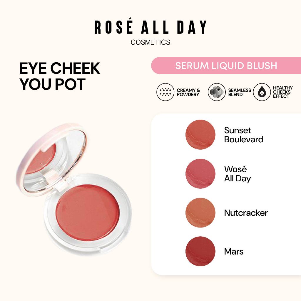 [NED] Rose All Day Eye Cheek You Pot - Cream Blush Multi-Guna |  Long-Lasting, Semi-Matte & Travel F