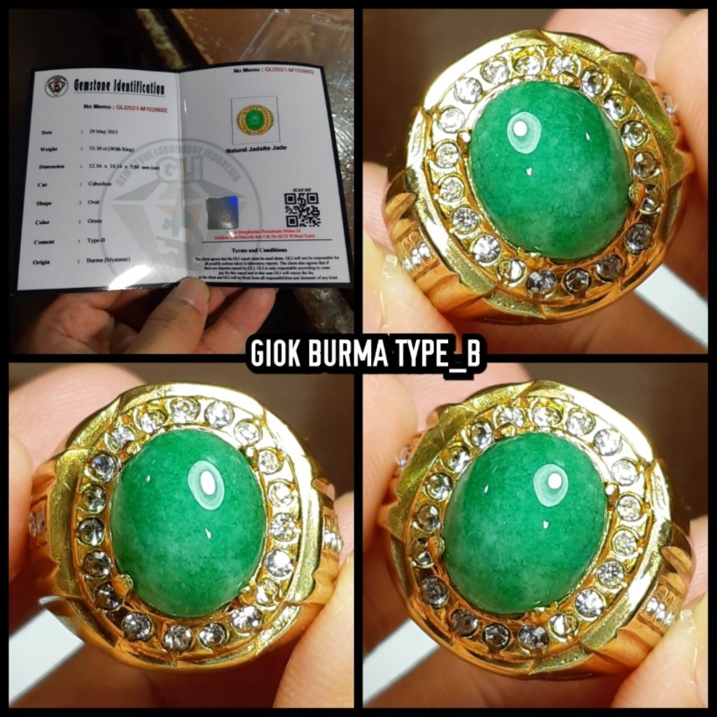 natural giok kuno ijo Burma kristal type - B