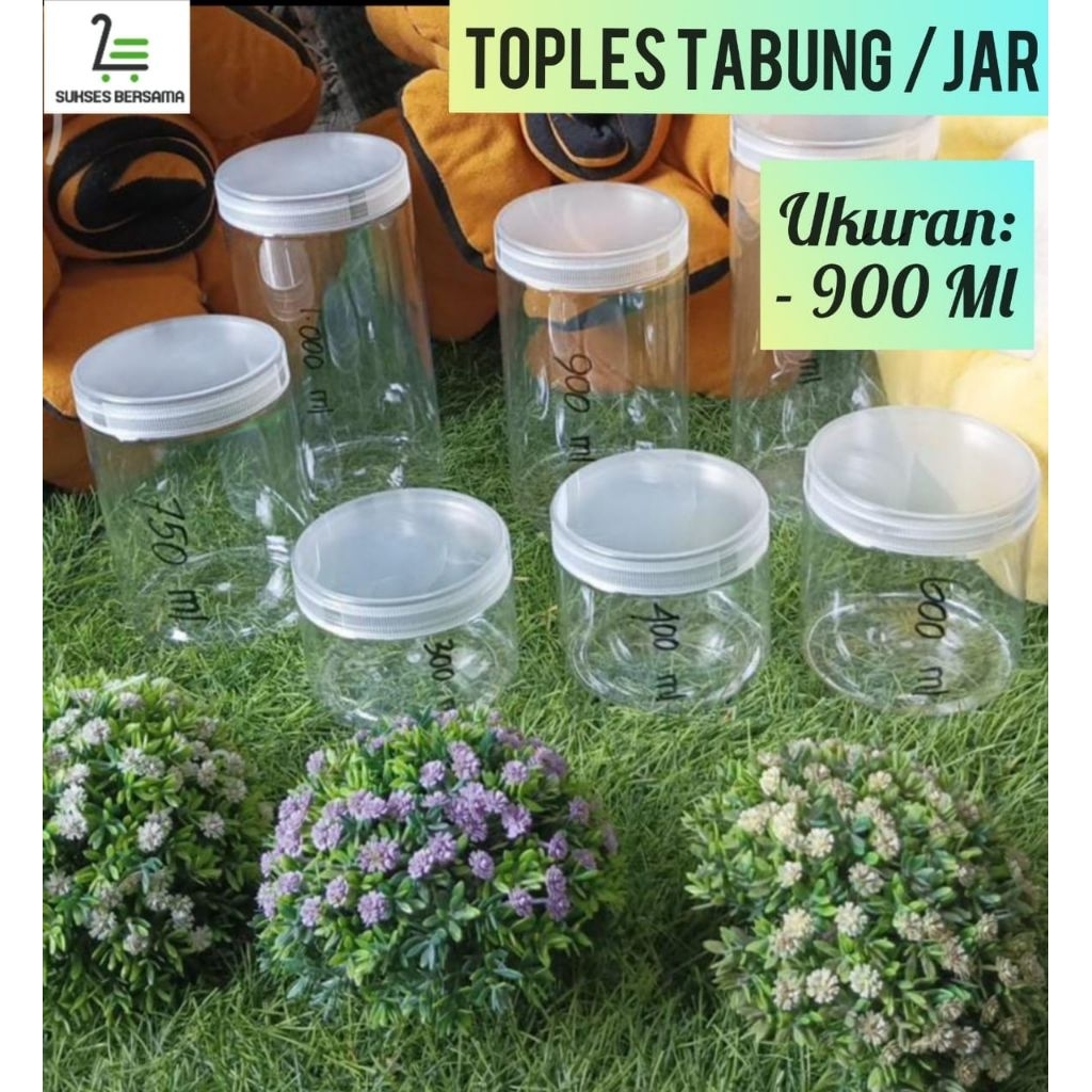 (Bijian/Eceran) Toples Tabung 900ml(Tutup Putar)/ Toples Jar 900ml/Toples Kue Kering