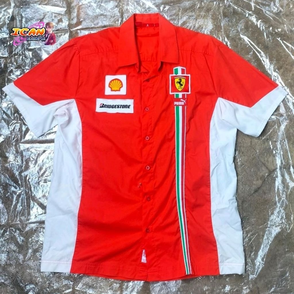 Workshirt Ferrari X Puma Vintage Original Official Merchandise Scuderia Ferrari F1 Kemeja Team Crew 