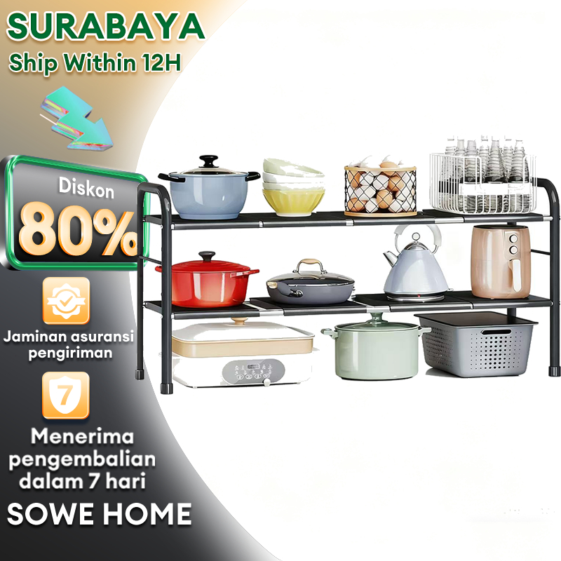 Rak Bawah Wastafel Rak Panci Susun Serbaguna Rak Kolong Dapur Serbaguna Rak Dapur Stainless