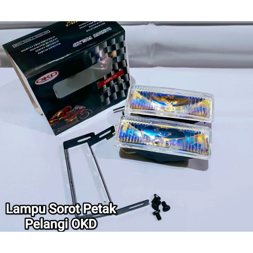 LAMPU TEMBAK SOROT FOGLAM HALOGEN PELANGI KOTAK MOTOR 12 VOLT AC DC