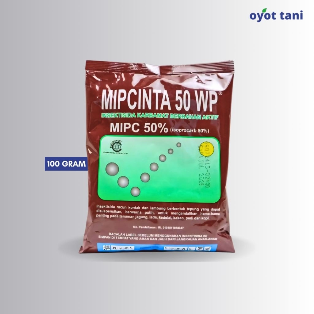 Mipcinta 50WP 100 gram (Original) | Insektisida Sistemik, Racun Kontak & Lambung Bahan Aktif MIPC 50