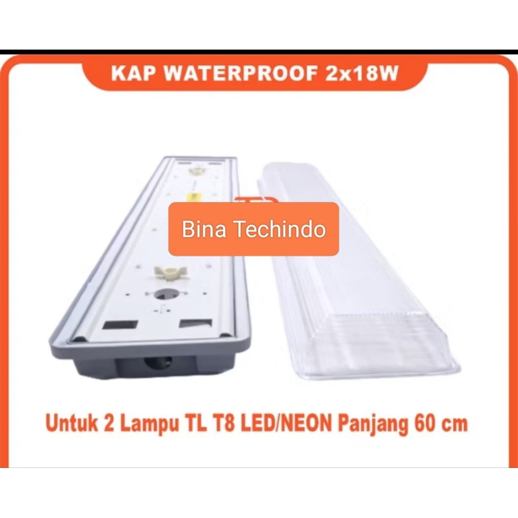 KAP TL T8 LED 2X18 WATERPROOF IP65 60CM RUMAH LAMPU T8 TL LED. LAMPU RUMAH WATERPROOF. KAP RUMAH LAM