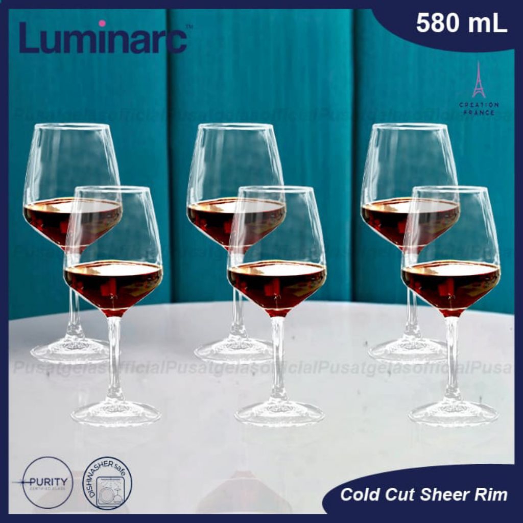 1 SET 6 PCS Luminarc Wine Glass/Luminarc Surloire Glass/Gelas Wine/Gelas Kaca Kaki Luminarc/Luminarc