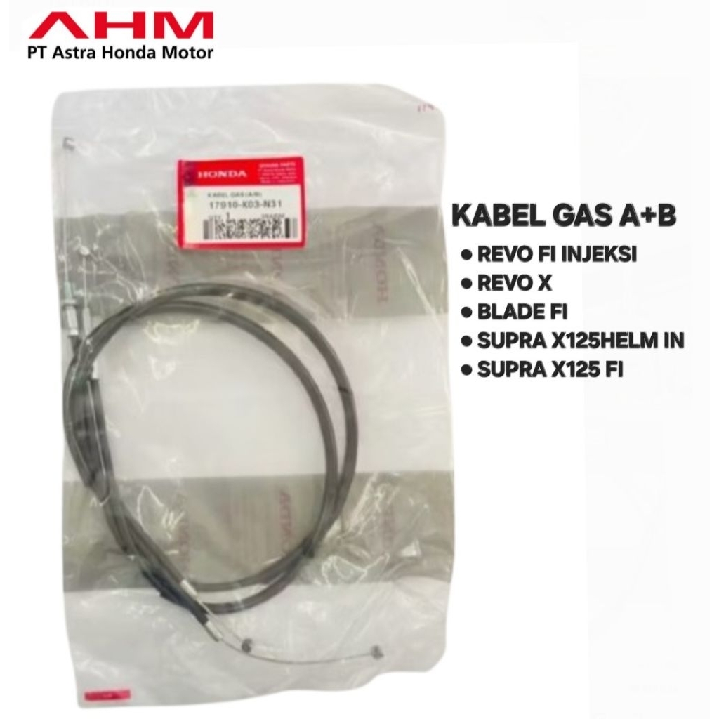 KABEL GAS 1 SET A+B REVO FI INJEKSI REVO X SUPRA X125 FI BLADE FI SUPRA X125 HELM IN ORIGINAL AHM
