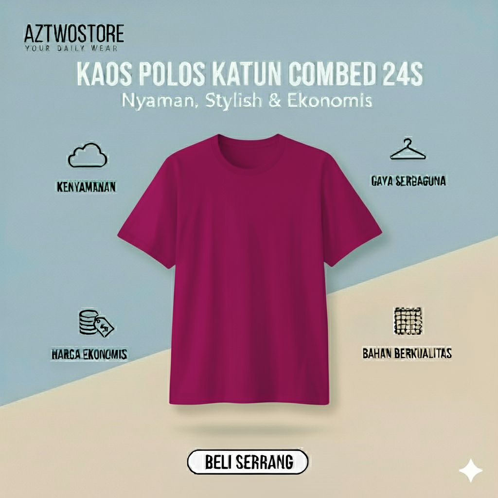 Kaos Polos Magenta Adem Nyaman Pria Wanita