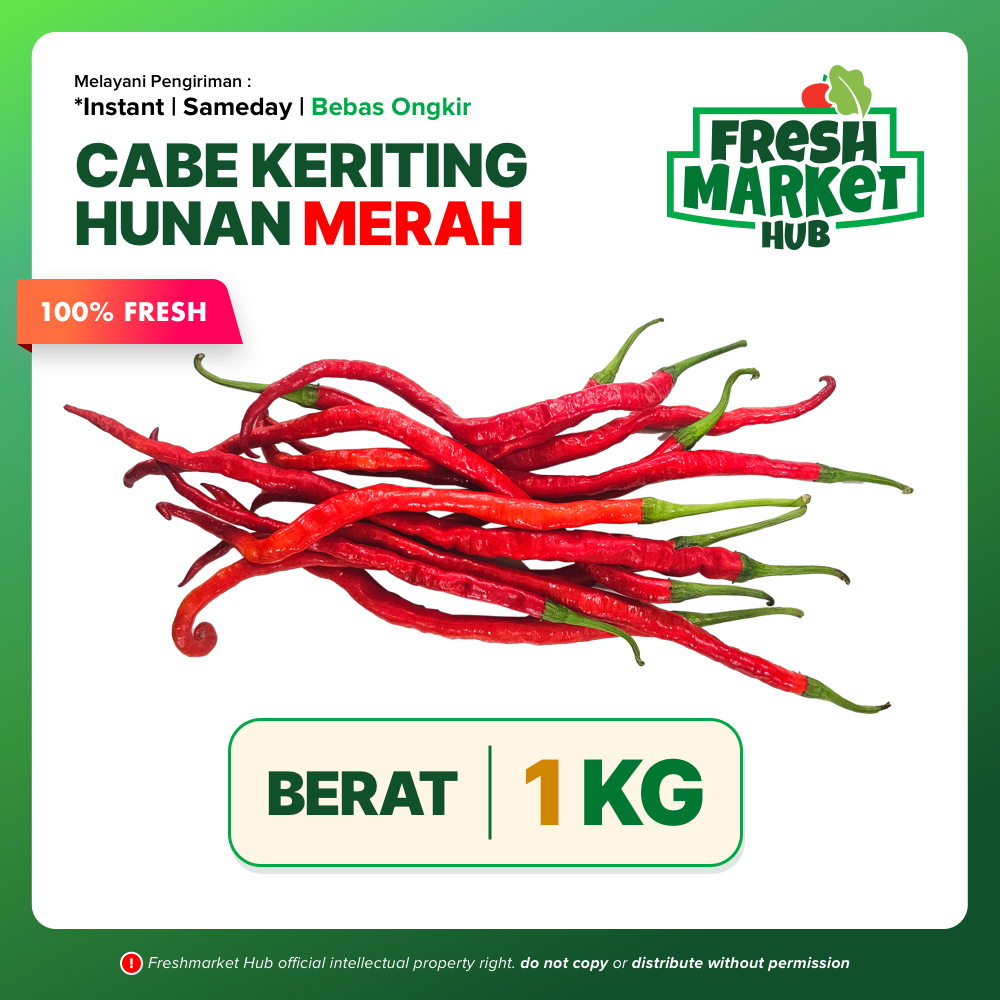 Cabe Keriting Hunan Merah 1KG / Cabe Keriting Panjang Hunan Merah 1KG Fresh