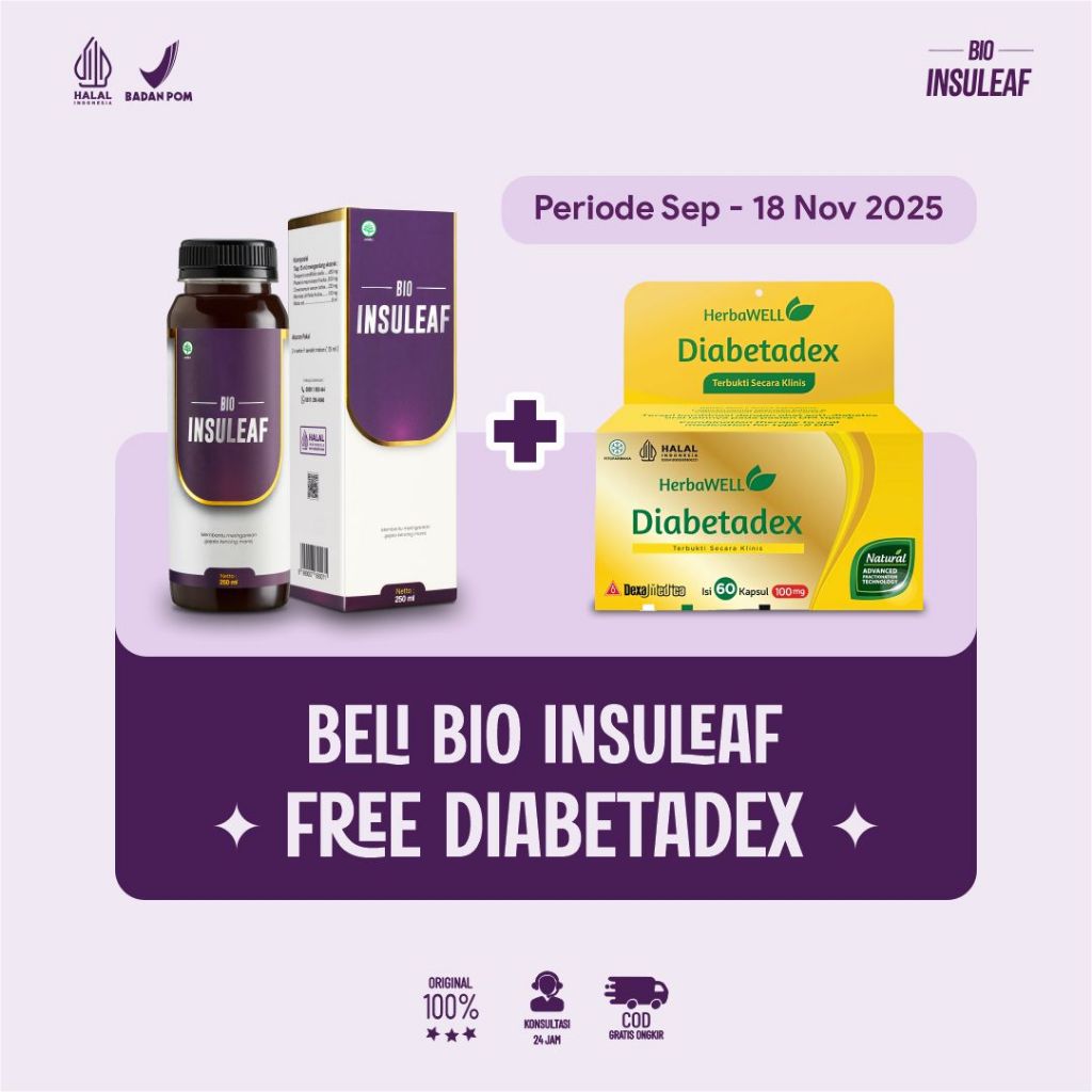 Bio Insuleaf Herbal Diabetes Ori 100% Obat Diabetes Penurun Gula Darah Kencing Manis Bio Insulin ORI