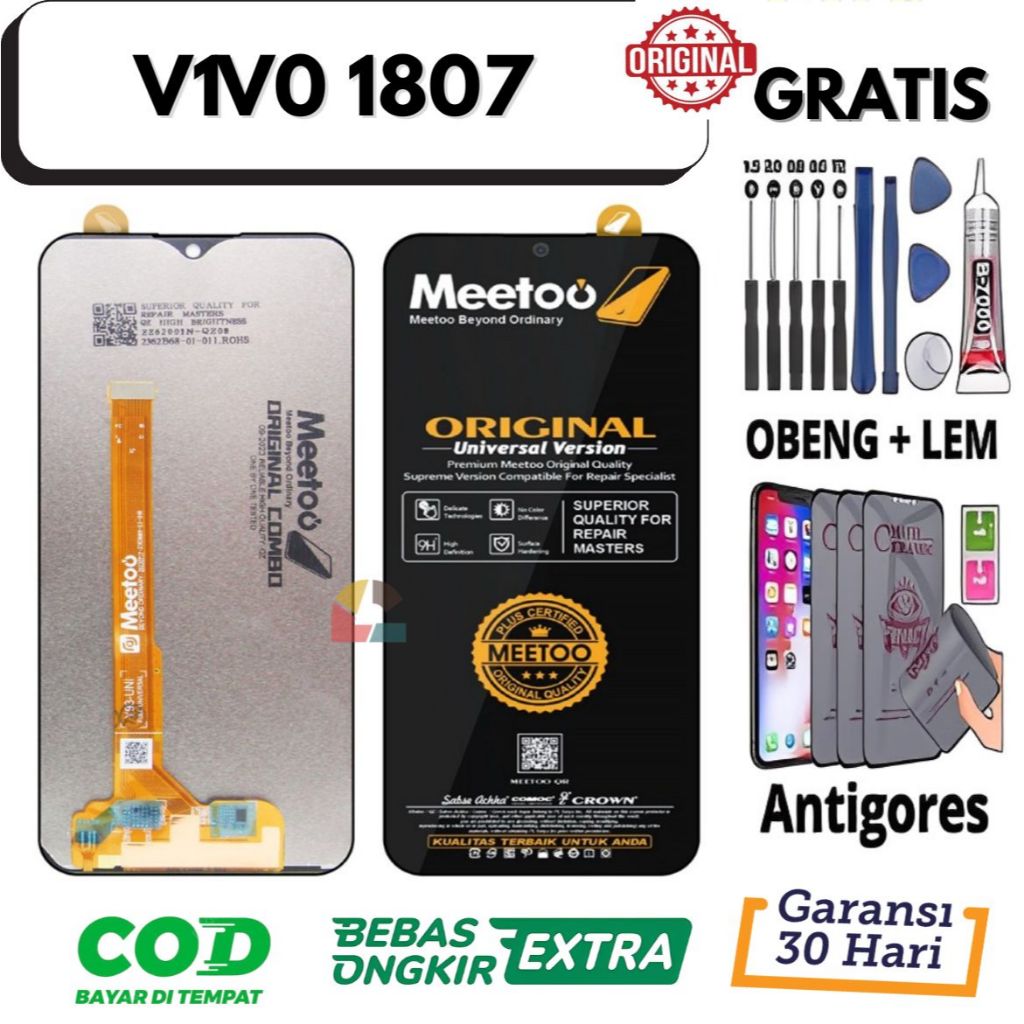 Lcd VIVO 1807 OriginaL 100% Fullset Touchscreen Gratis Lem + Obeng + Antigores