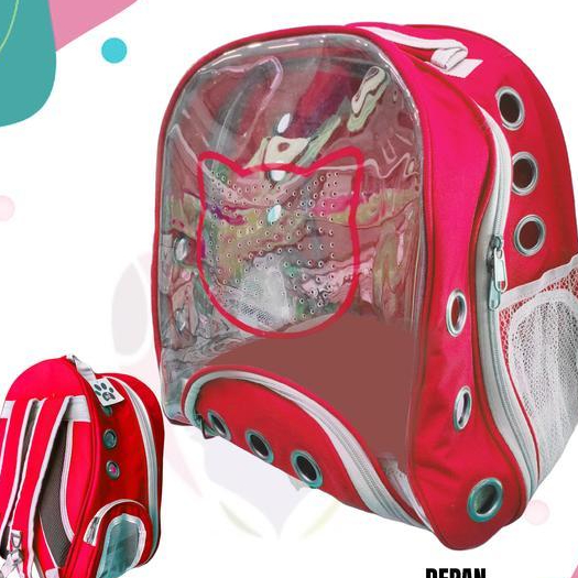 Tas Ransel Hewan Transparan / Warna Merah