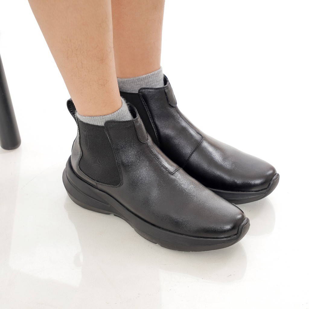 Marelli Men sepatu Boots Pria Casual Sneakers Kulit Asli  Elastic Gusset side boot Sol Ringan Empuk 