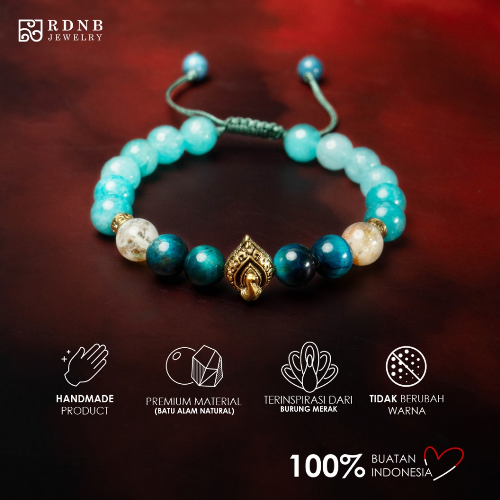 RDNB Jewelry - Merak Kharisma Lucky - Gelang Wanita/Pria - Batu Alam Natural - Gelang Casual Spiritu