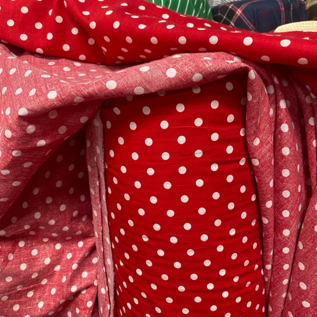 katun poplin kain katun poplin premium motif volkadot kain meteran harga per 0.5 meter