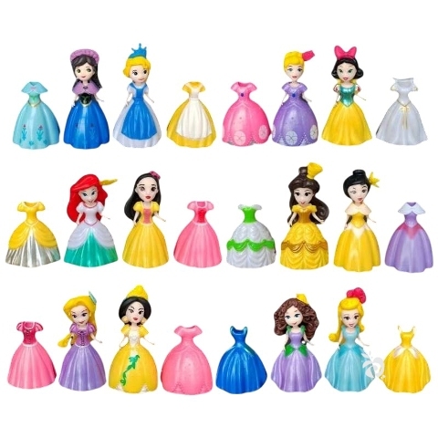 Princess Figure Set Clip on Dress isi 12 ganti baju 24 Mainan Pajangan Miniatur FG896