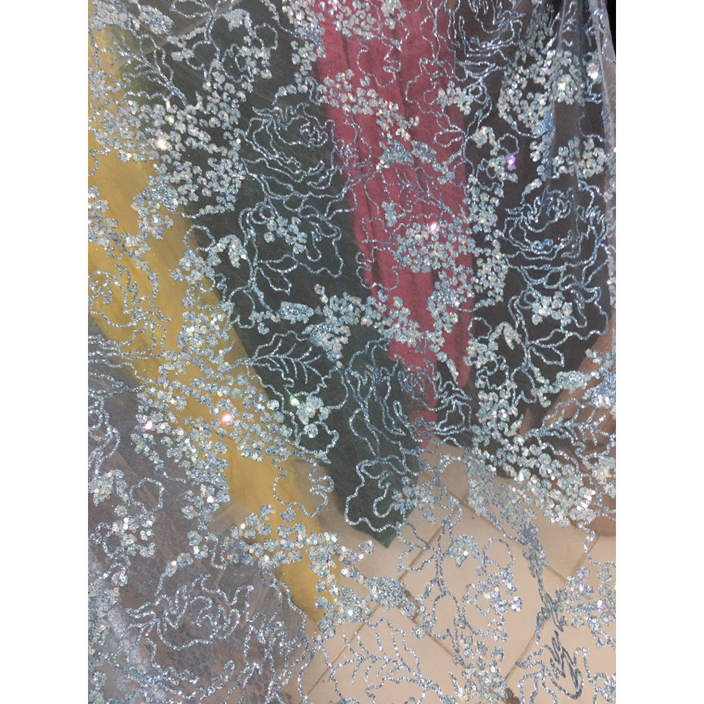 Harga (0.5) meter | Bahan kain tile gliter | Tulle glitter | Tile payet glitter | Tile antik | Tile 