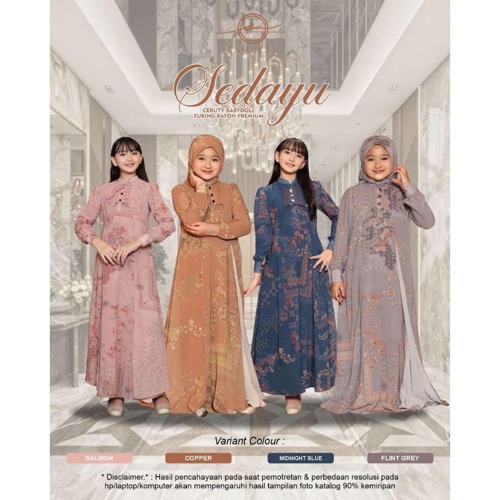 FREE SCARF - SEDAYU DRESS KIDS A BY ZAMEERA OFFICIAL || gamis zameera || gamis anak || gamis premium