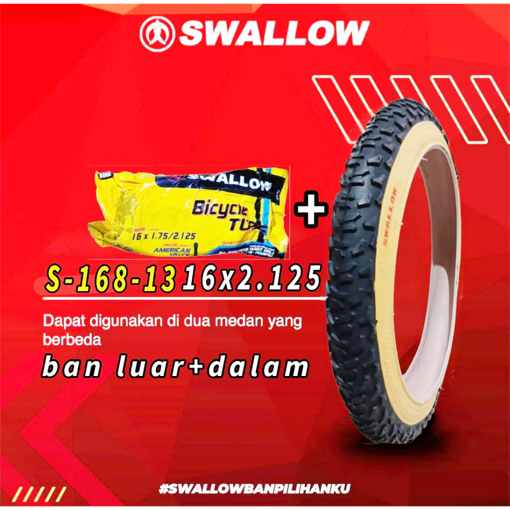 ban luar dalam 16 x 2.125 swallow kuning ban sepeda 16 x 2.125 sepeda bmx lipat dll