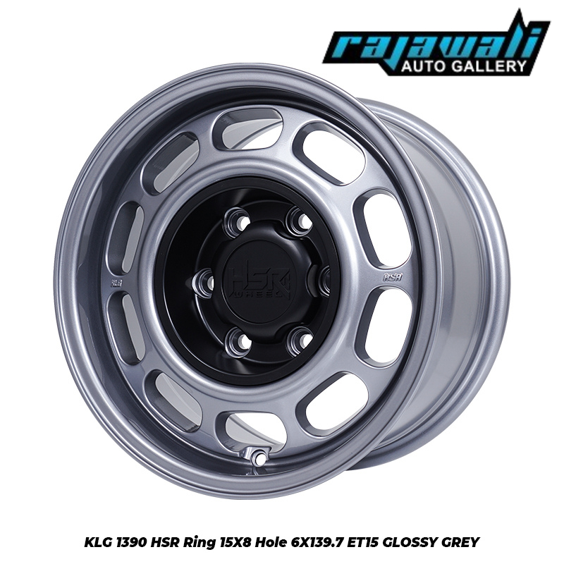 Velg Mobil Retro Ring 15 Tipe HSR KLG R15 LEBAR 8 PCD 6X1397 ET15 GLOSSY GREY VELG R15 HSR