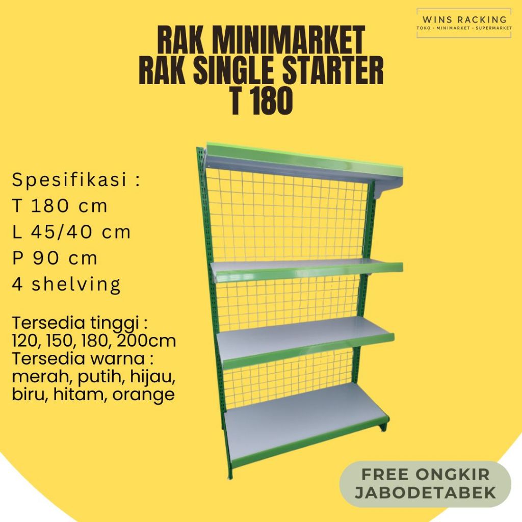 Rak supermarket / Rak Minimarket / Rak wall gondola / Rak single T 180