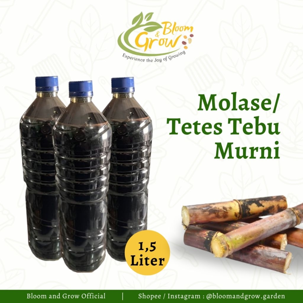 1.5 Liter - Molase Tetes Tebu Asli 100% Kental Tanpa Campuran Air - Bloom and Grow Garden