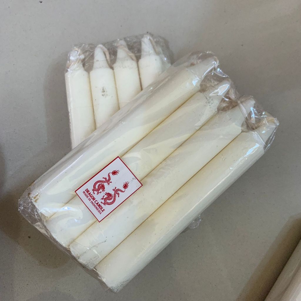 Lilin Putih Isi 8 Besar Murah Grosir Lilin Polos Warna Putih Panjang 15.5 Cm Diameter 2 Cm Cocok Unt
