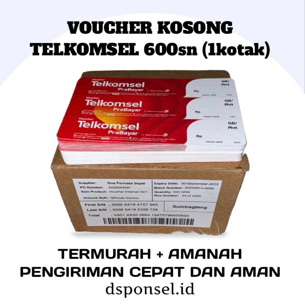 Voucher Kosong Telkomsel 1Box (600sn) Murah