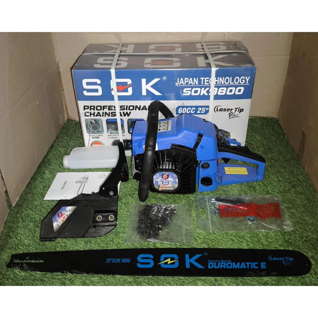 Senso Gergaji Mesin Bar 25" - Chainsaw SOK 9800 Japan technology 65cc Bar 25inch Laser tip