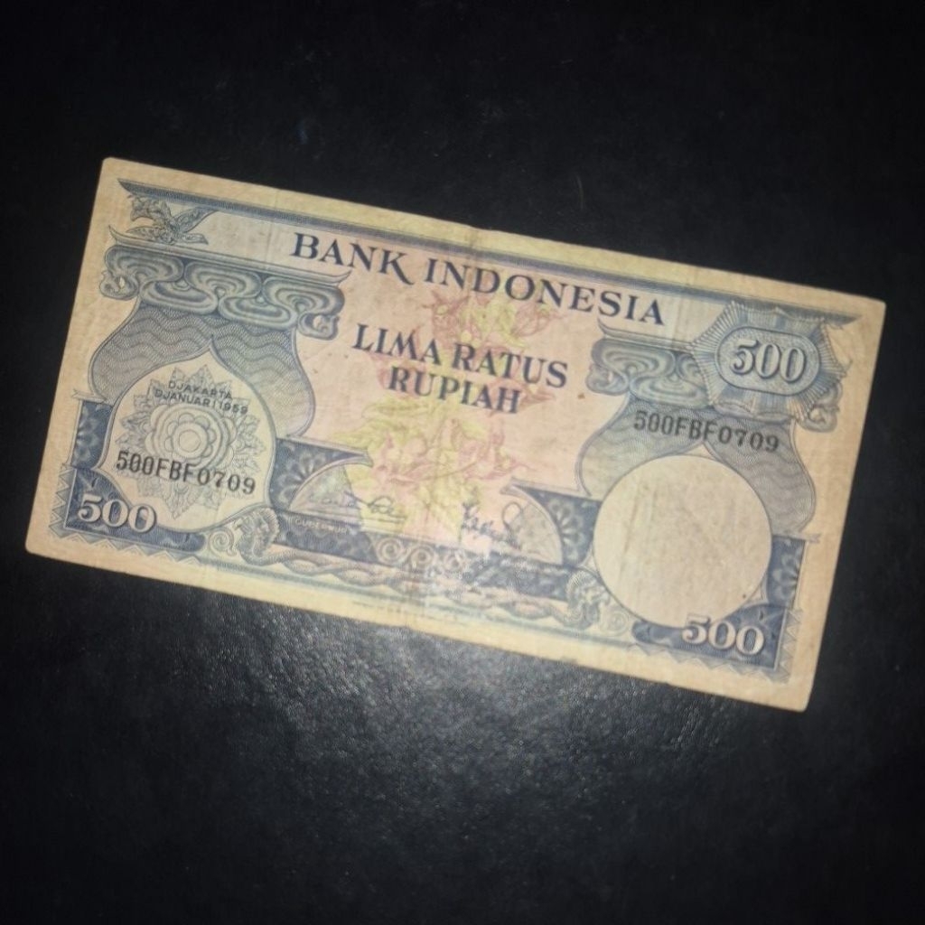 Uang Kuno 500 Rupiah Seri Bunga Tahun 1959