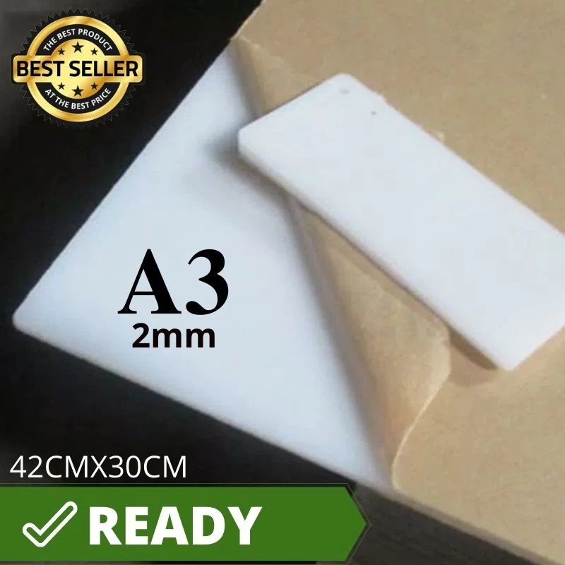 Akrilik Lembaran Putih susu 2mm Ukuran A3