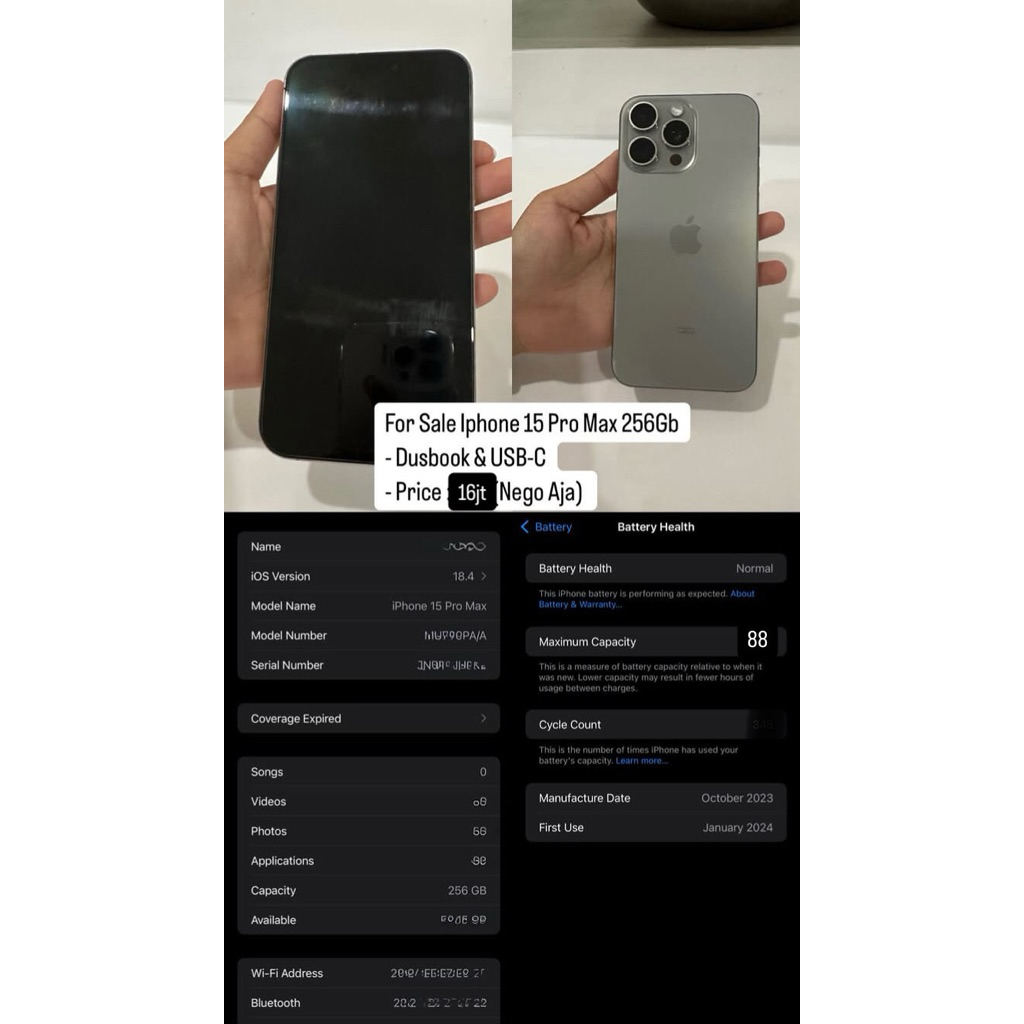 Iphone 15 Pro Max 256GB Second