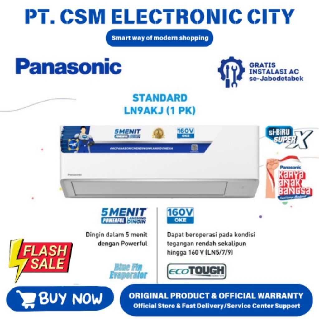 AC PANASONIC CS/CU-LN9AKJ AC Split SiBiru 1 PK R32 [SI-BIRU LOW WATT POWERFUL] GARANSI RESMI
