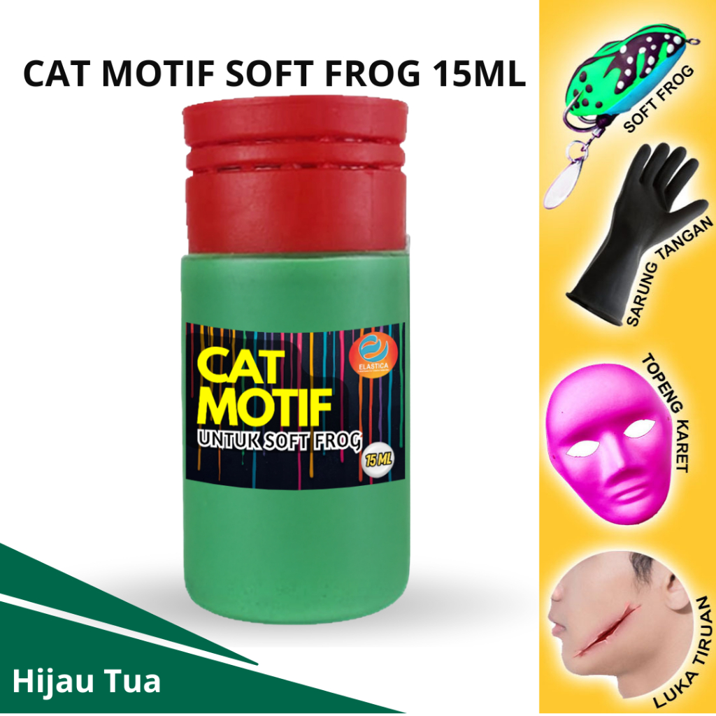 Cat Motif Soft Frog Latex Elastica 15 ml Hijau Tua – Untuk Lukis Soft Frog