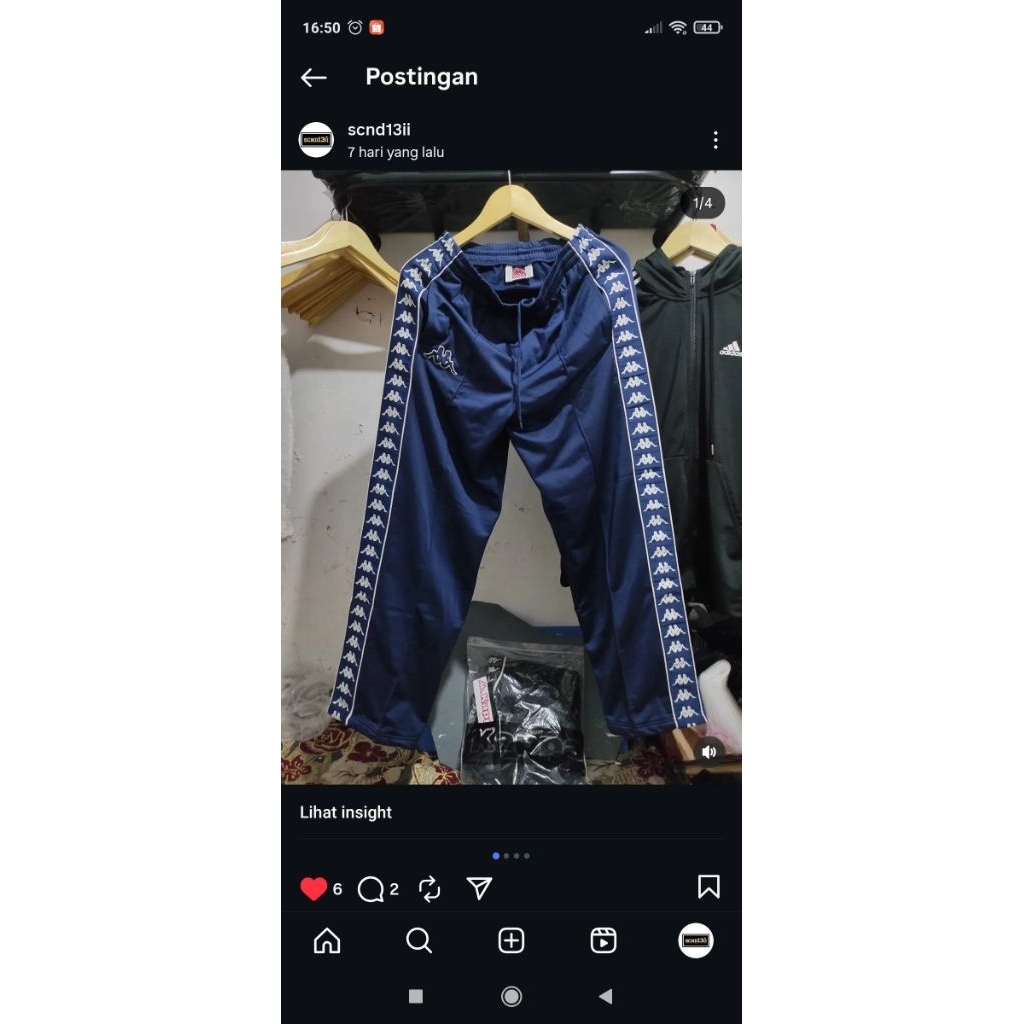 skincare celana Kappa taped biru navy