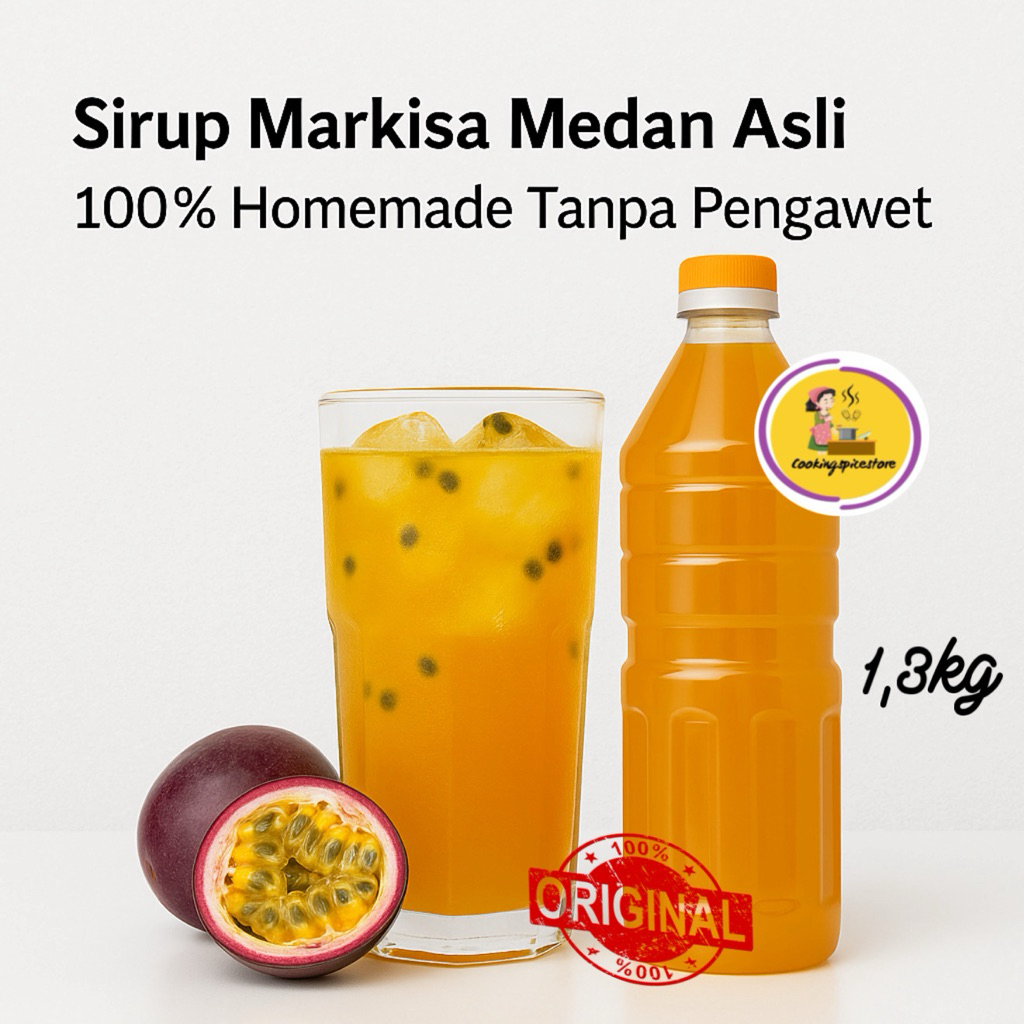 Sirup Markisa Asli Medan 1.3Kg Homemade Premium | Sirup Buah Markisa Segar Asli 100% Tanpa Pengawet