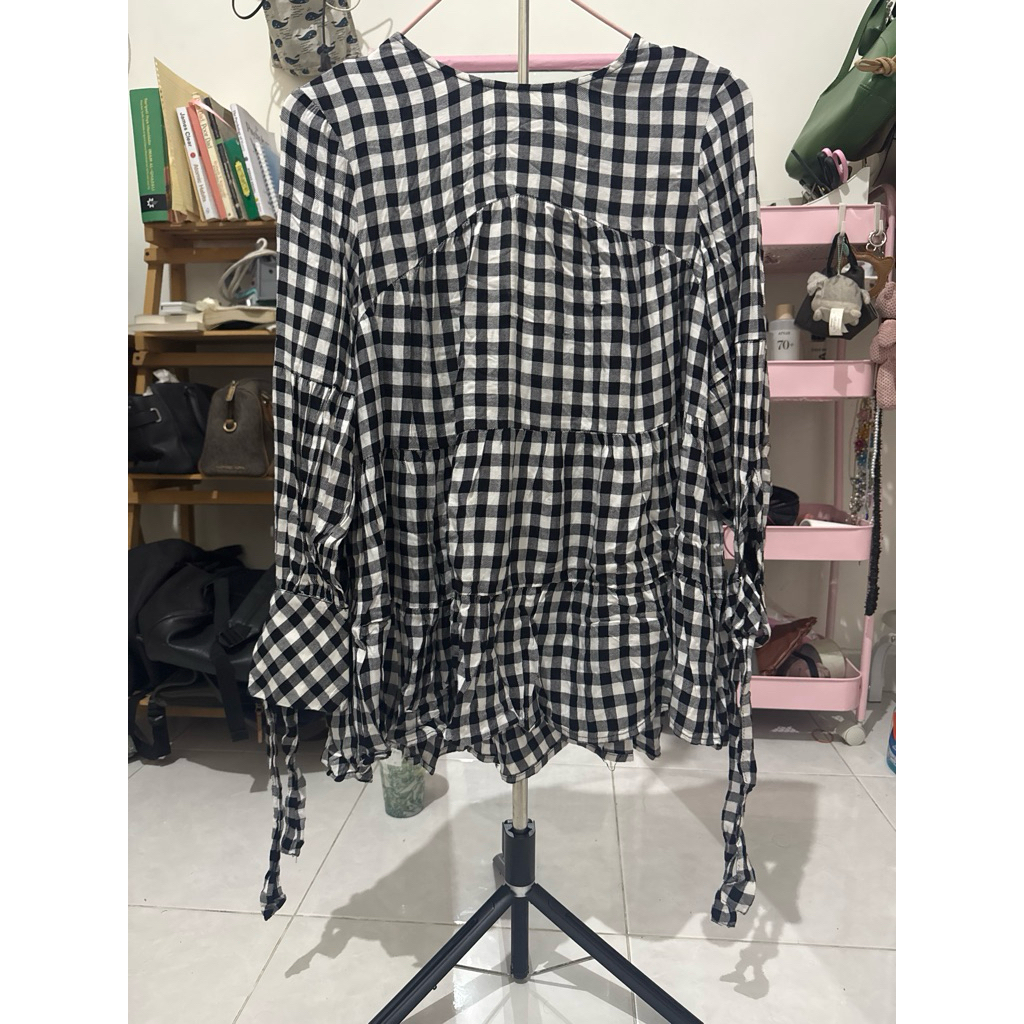 preloved zara plaid blouse