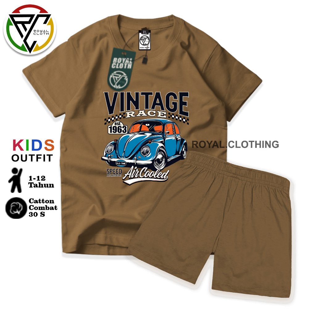 ROYAL Setelan Kaos Anak Laki Laki Perempuan / Kaos Anak Distro / Catoon Combed 30s Premium AL18