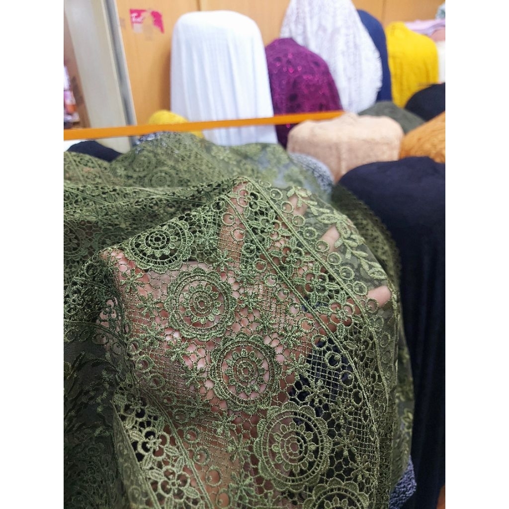 kain tile bordir Premium  - kain tile bordir original  - kain tile bordir meteran  ( army ) fy