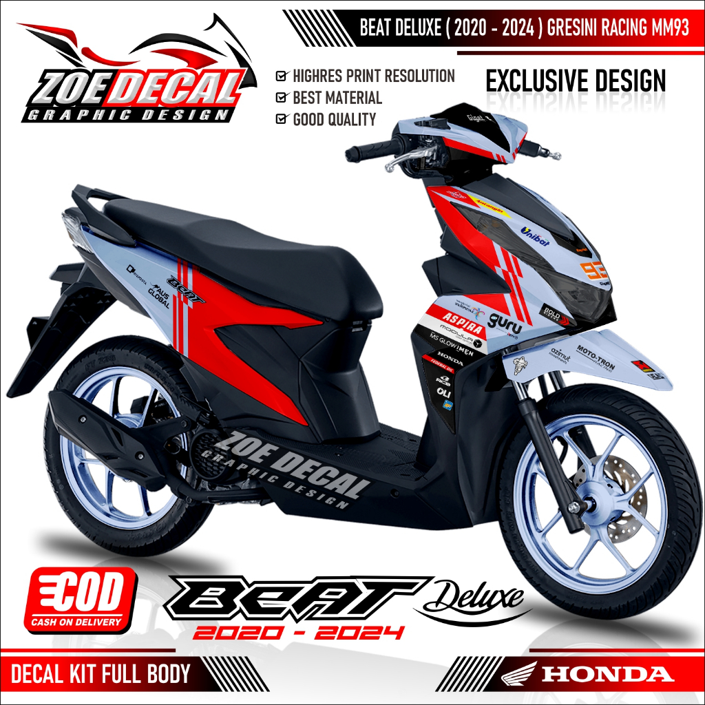 DECAL STIKER FULL BODY HONDA BEAT FI DELUXE (2020-2024) MOTIF GRESINI RACING